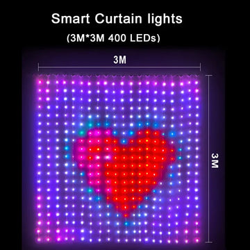 400Leds Smart Curtain Lights Bluetooth App LED String RGB Fairy Lights DIY Music Change Display for Window Bedroom Decoration